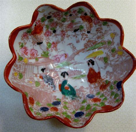 Japanese Porcelain Geisha Girl Bowl Nippon Hand Painted Etsy