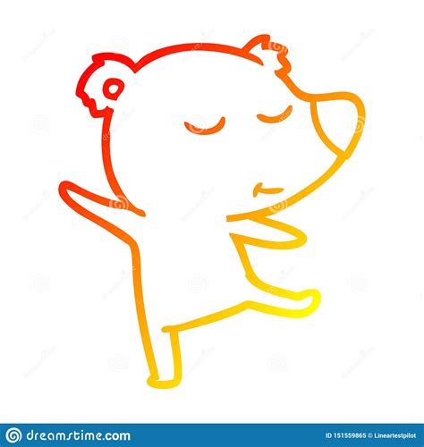 A Creative Warm Gradient Line Drawing Happy Cartoon Bear