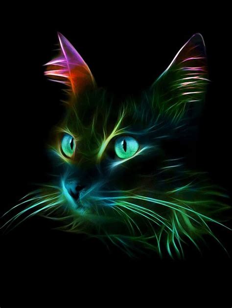 Bello Black Cat Art Neon Cat Cat Painting