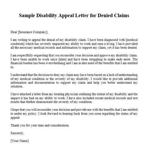 Sample Disability Appeal Letter Culturo Pedia