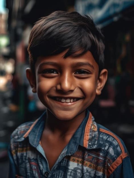 Premium Ai Image Smiling Little Boy Portrait