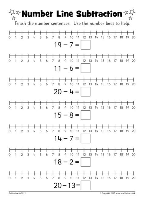 Subtraction With Number Line Worksheet