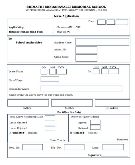Leave Application 7 Examples Format Pdf
