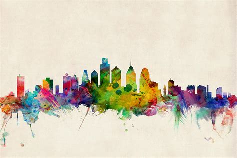 Philadelphia Skyline Digital Art By Michael Tompsett Pixels