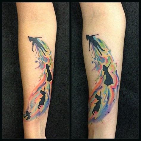 Often, we think of getting inked but have to restrain due to professional constraints or any other reason. Peter Pan Off to Neverland Tattoo | Peter pan tattoo ...