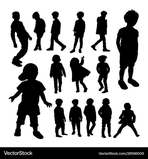 Little Boy Silhouettes Royalty Free Vector Image