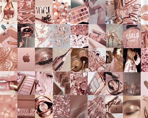 70 Rose Gold Aesthetic Wall Collage Kit Digital Download Etsy