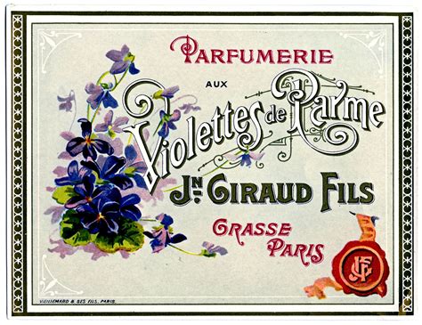 Vintage Clip Art Paris Perfume Label With Violets The