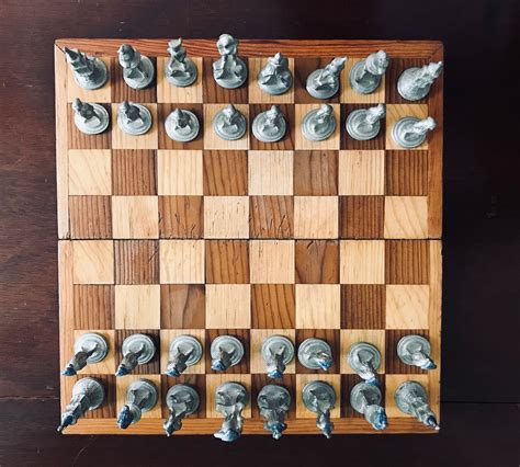 Vintage Revolutionary War Chess Set Handcrafted Chess Board Handcast