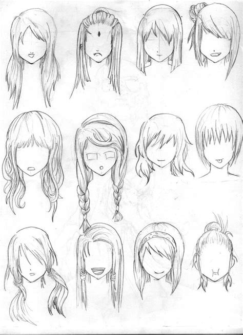 Haar Referenz — Kunst Anime Manga Zeichnung Skizze Frisur Zopf