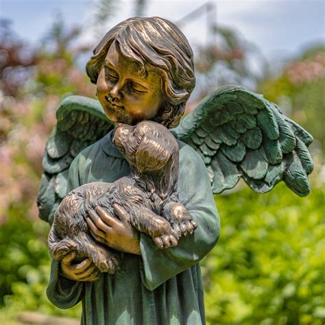 Angel Holding Dog Statue