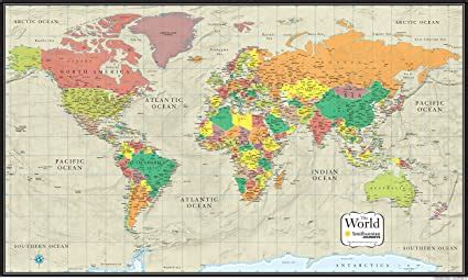 X World Wall Map By Smithsonian Journeys Tan Oceans Special