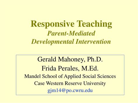 Ppt Responsive Teaching Parent Mediated Developmental Intervention