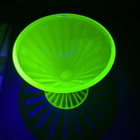 VINTAGE URANIUM GREEN Vaseline Depression Glass Footed Sherbet Cup X