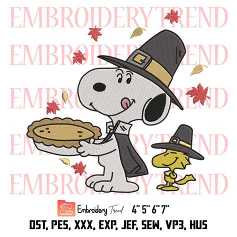 Thanksgiving Snoopy Embroidery Woodstock Thanksgiving Embroidery