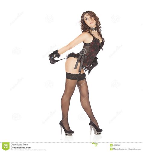 One Burlesque Dancer Woman Stripper Showgirl Stock Photo