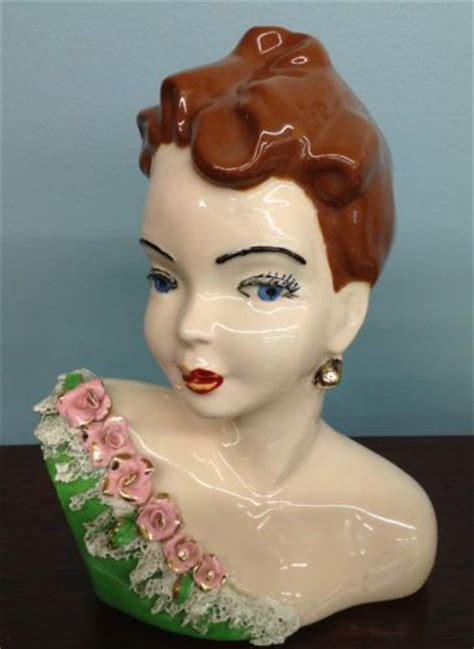 Details About Vintage Ceramic Woman Lady Head Statue Bust Figurine