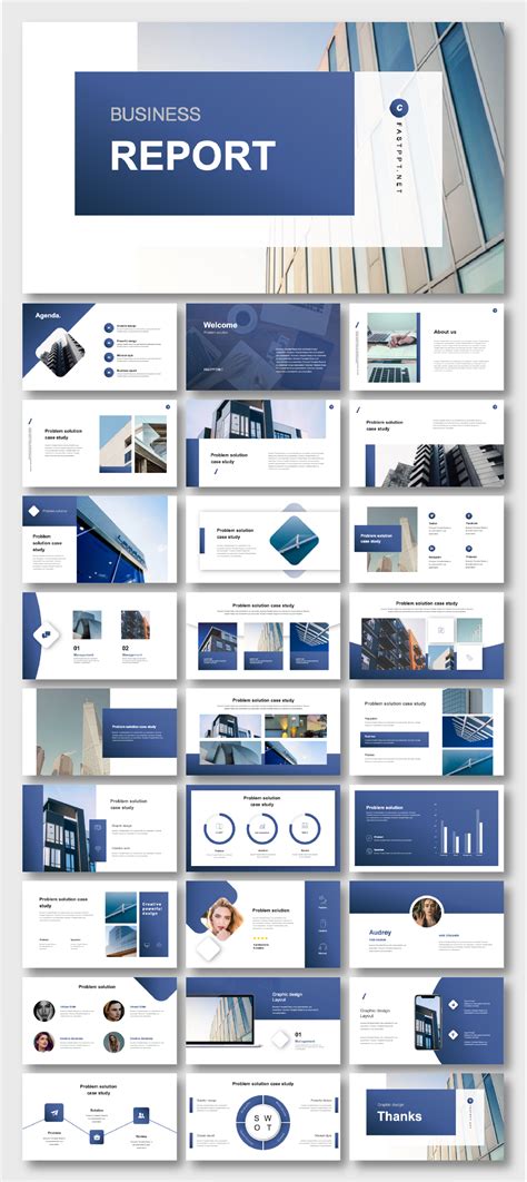 Cool And Modern Blue Business Presentation Template