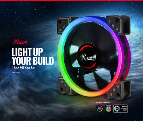 Rosewill 120mm True Rgb Led Case Fan 1 Pack Dual Ring Addressable