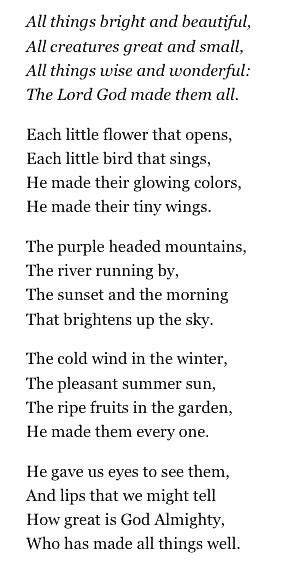 All Things Bright And Beautiful Childrens Poem Poems Beautiful
