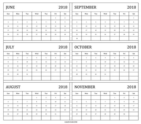6 Month Printable Calendar