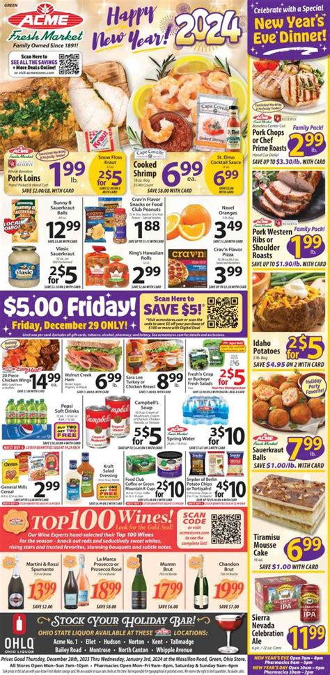 Acme Fresh Market Oh Weekly Ad Flyer Specials December 28 To January