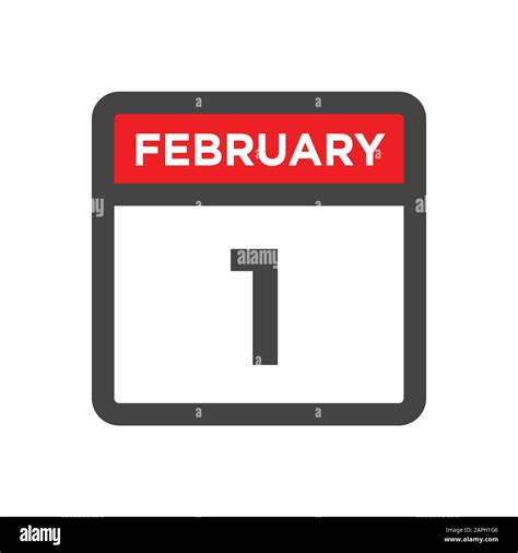 February 1 Calendar Icon With Day And Month Stock Vector Image And Art