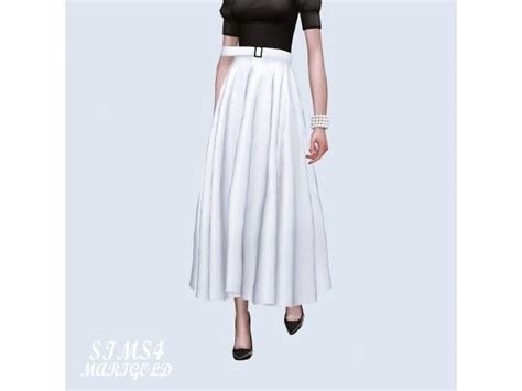 Long Flare Skirt With Belt By Sims4marigold Los Sims 4 Descarga