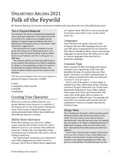 UNEARTHED ARCANA Folk Of The Feywild Unearthed Arcana Folk Of The Feywild Pdf PDF PRO