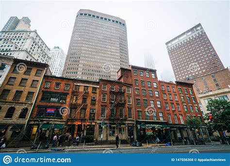 Water Street In The Financial District Of Manhattan New York City