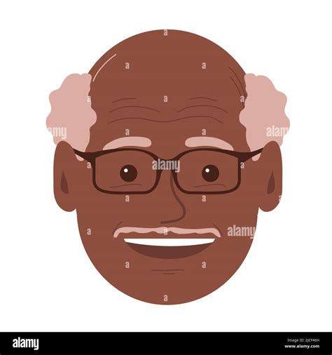 Portrait Of A Old Young Man With A Happy Smile African American Grandfather Face With Glasses