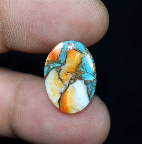Natural Spiny Oyster Copper Turquoise Oval Cabochon 100 Etsy