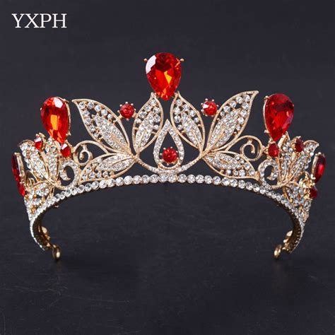 buy women baroque gold tiaras high grade wedding crown jewelry fashion flower