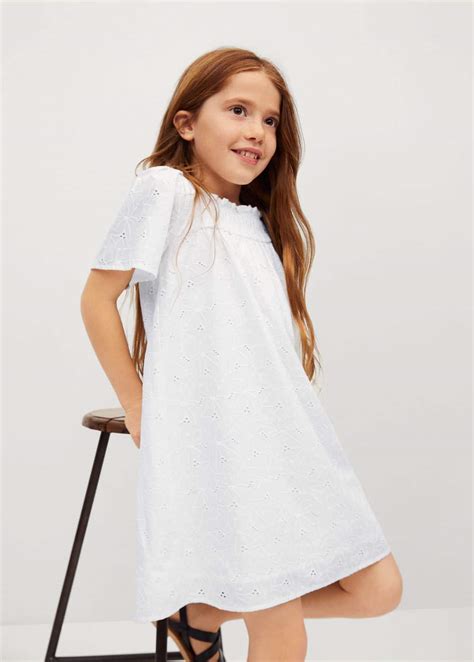 Broderie Anglaise Cotton Dress Girls Mango Outlet Netherlands