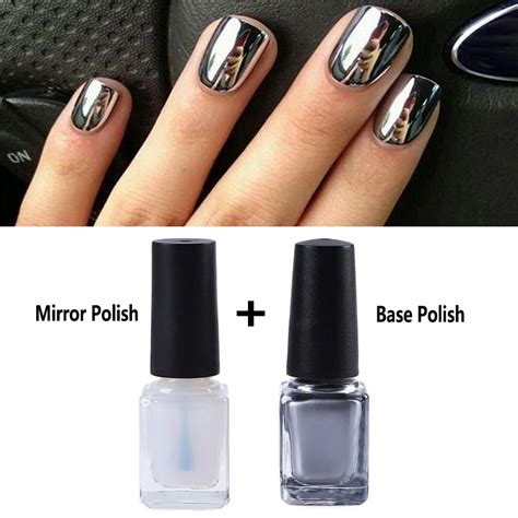 2pcs Silver Metal Mirror Nail Polish Chrome Pigment Nail Art Polish