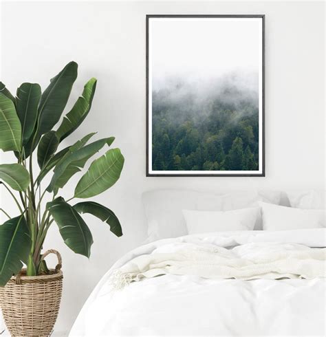 Green Forest Print Forest Home Decor Misty Forest Print Etsy