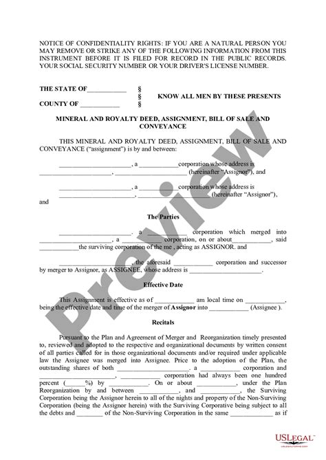 Texas Mineral And Royalty Deed Assignment Texas Mineral Rights Legal