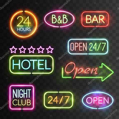 Neon Open Sign Set Stock Vector Image By ©macrovector 110992914