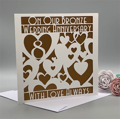 Our Th Bronze Wedding Anniversary Card Unisex Handmade Etsy Uk
