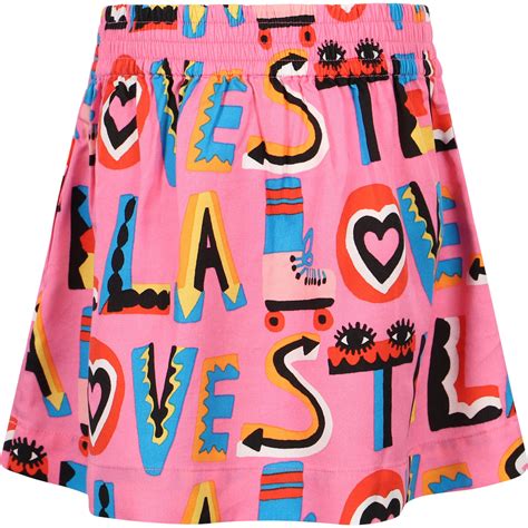 Stella Mccartney Stella Loves Twill Skirt In Pink Bambinifashion