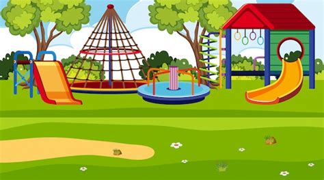 Premium Vector An Outdoor Scene With Playground