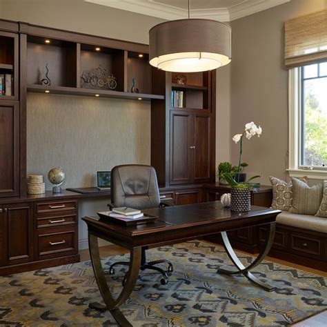 75 Mid Sized Medium Tone Wood Floor Home Office Ideas Youll Love