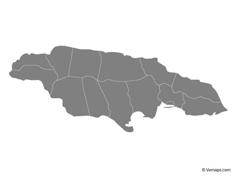 Grey Map Of Jamaica With Parishes Free Vector Maps Jamaica Map Map Vector Jamaica