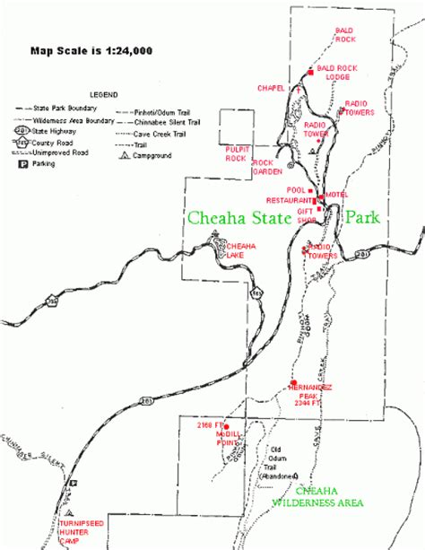 Cheaha State Park Trail Map Printable Map