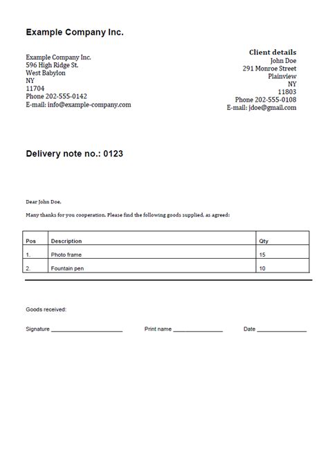 Delivery Note Templates Basics And Instructions Ionos