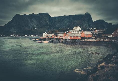 Houses In Reine Village Norway Stock Image Image Of