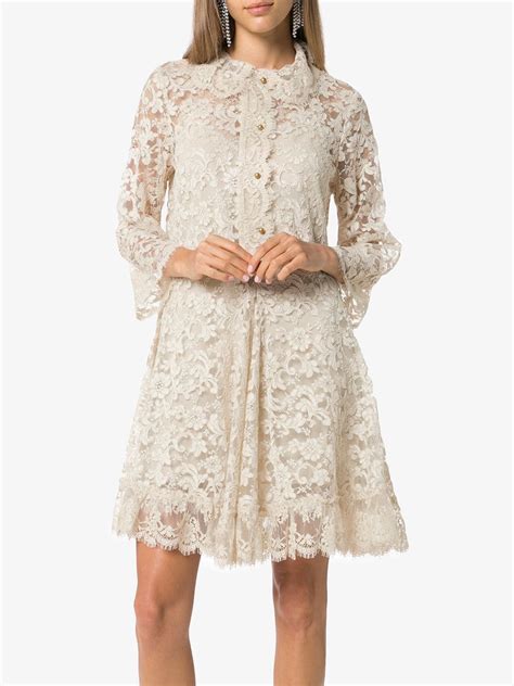 Browse amongst monogram bags, gg belts or indulge in gucci guilty to tap into the brand's legacy. GUCCI Collared Lace Silk Mini Ivory Dress - We Select Dresses
