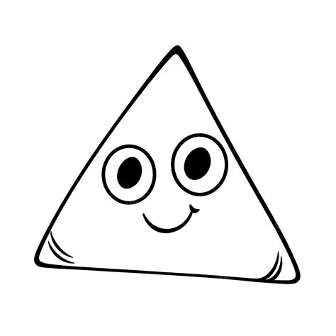 رسم مثلث الكرتون مع العيون المتجه بسيطة بسيطة مخطط الزاوية الكرتون لطيف معزولة على خلفية بيضاء