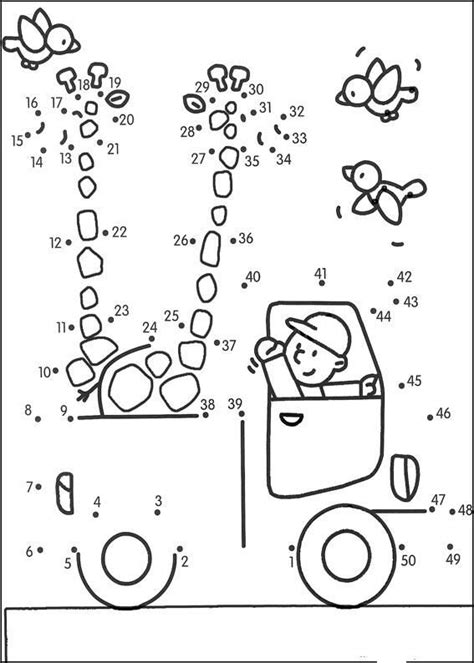The numbered dots guide you through. Dot to dot pages 30 / to 50 points / Kids printables ...