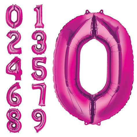 34in Bright Pink Number Balloon 0 Number Balloons Party City Balloons Balloons